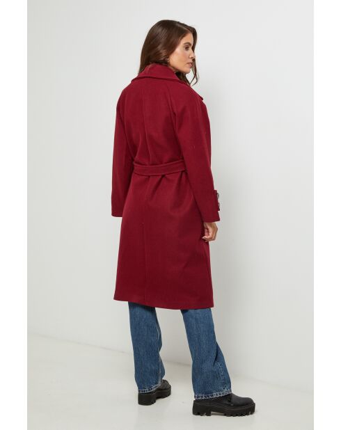 Manteau long col rabat Claire Bordeaux