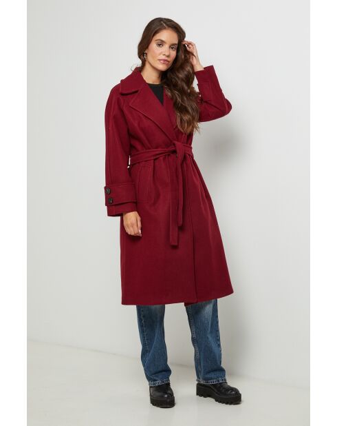 Manteau long col rabat Claire Bordeaux