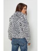 Grijze jas van imitatiebont met Chéril luipaardprint