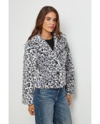 Grijze jas van imitatiebont met Chéril luipaardprint