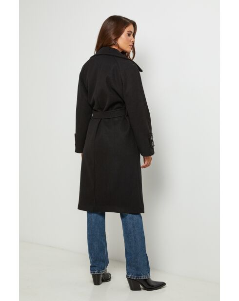 Manteau long col rabat Claire Noir