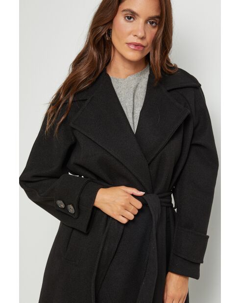 Manteau long col rabat Claire Noir