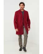 Manteau mi-long Mao Bordeaux
