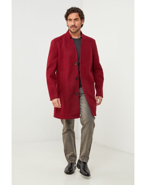 Manteau mi-long Mao Bordeaux