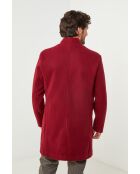 Manteau mi-long Mao Bordeaux