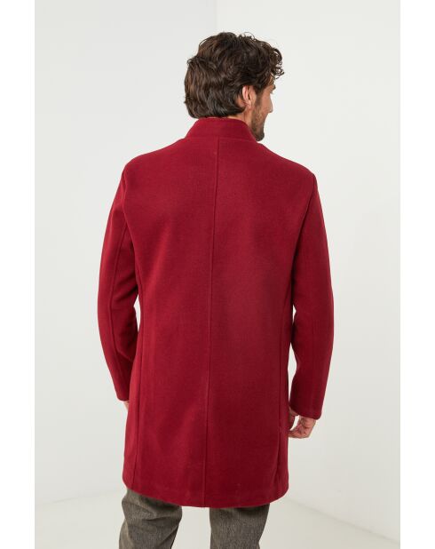 Manteau mi-long Mao Bordeaux