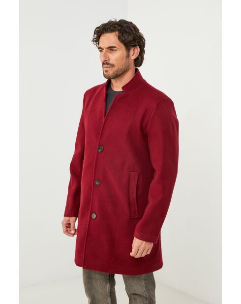 Manteau mi-long Mao Bordeaux