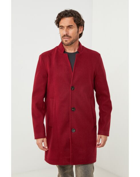 Manteau mi-long Mao Bordeaux
