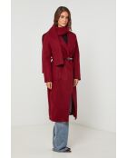 Manteau col pegnoir long Elia Bordeaux