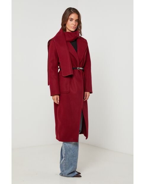 Manteau col pegnoir long Elia Bordeaux