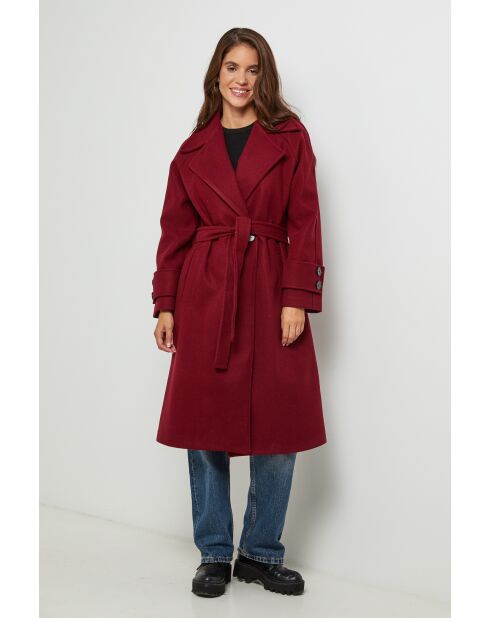 Manteau long col rabat Claire Bordeaux
