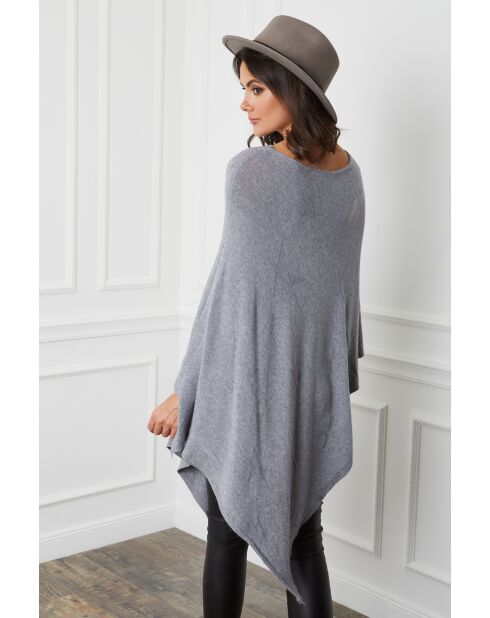 Poncho en Cachemire mélangé Fano Gris