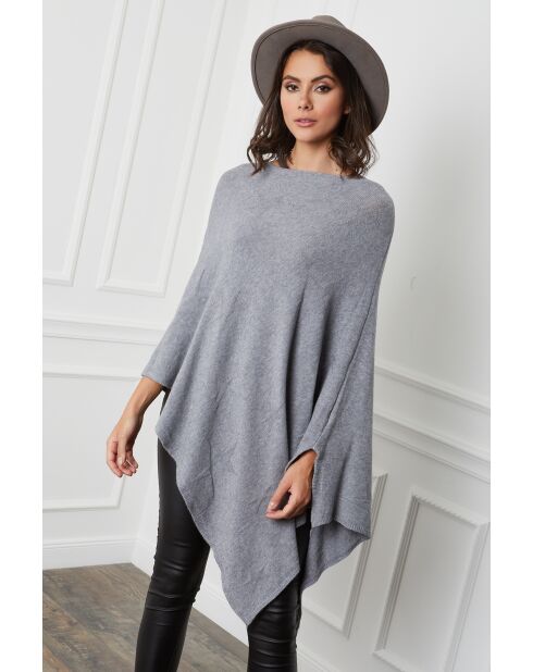 Poncho en Cachemire mélangé Fano Gris