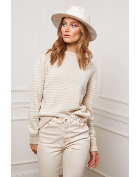 Pull en Cachemire mélangé Astrobal Beige/Écru