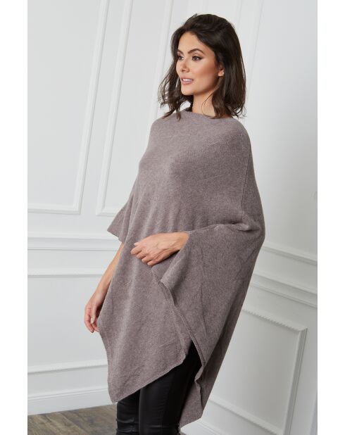 Poncho en Cachemire mélangé Fano Taupe