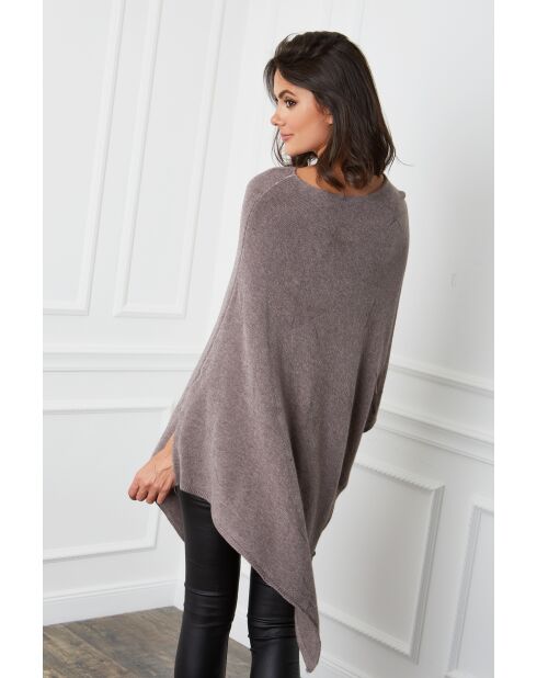Poncho en Cachemire mélangé Fano Taupe