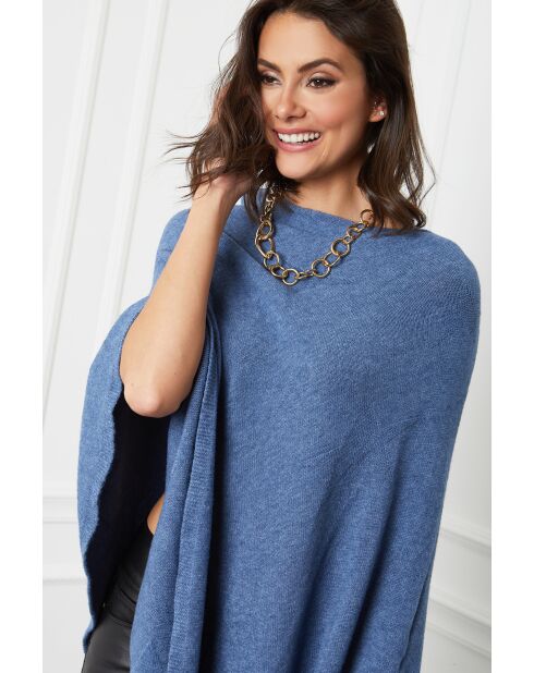 Poncho en Cachemire mélangé Fano Indigo