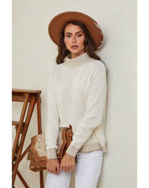 Pull en Laine mélangée Csepreg Écru