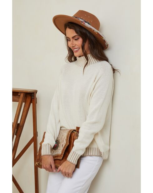 Pull en Laine mélangée Csepreg Écru