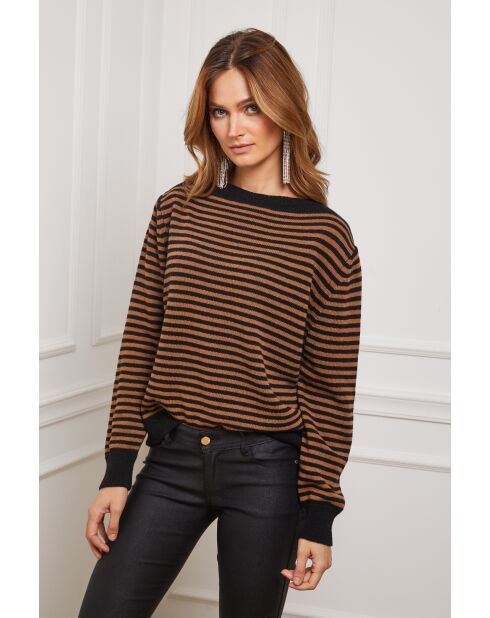 Pull en Cachemire mélangé Astrobal Noir/Camel