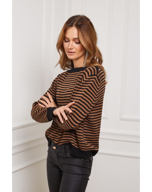 Pull en Cachemire mélangé Astrobal Noir/Camel