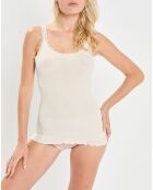 Débardeur bretelles fines contours dentelle blanc