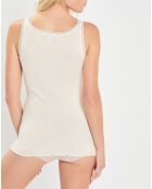 Débardeur bretelles fines contours dentelle blanc