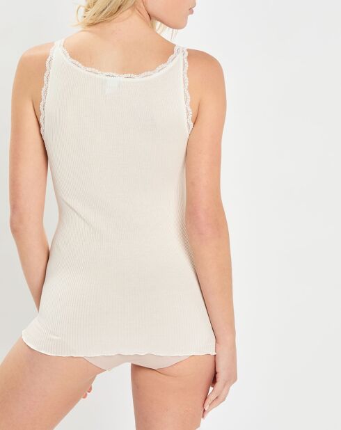 Débardeur bretelles fines contours dentelle blanc