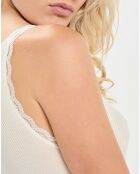 Débardeur bretelles fines contours dentelle blanc