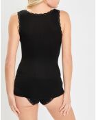 Débardeur bretelles larges contours dentelle noir