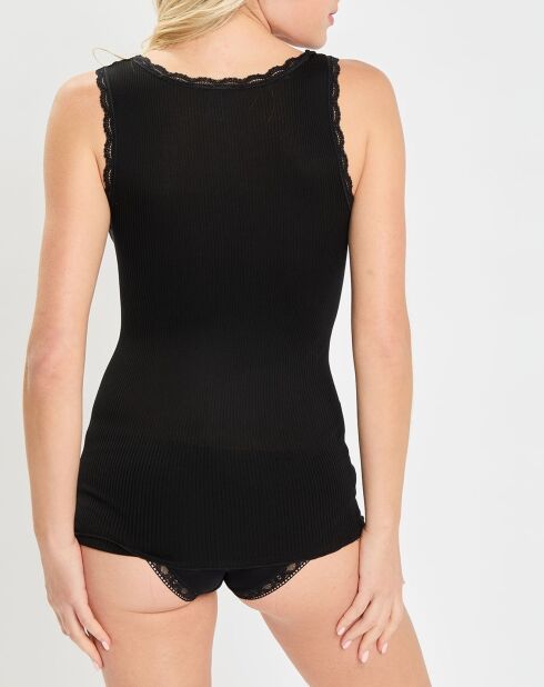 Débardeur bretelles larges contours dentelle noir