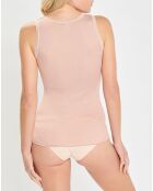 Débardeur bretelles larges contours dentelle rose