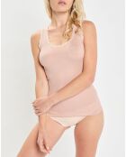 Débardeur bretelles larges contours dentelle rose