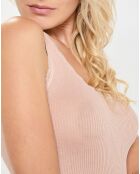 Débardeur bretelles larges contours dentelle rose