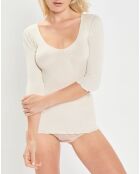 T-Shirt manches 3/4 col rond blanc