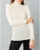 Top col roulé en Laine et Soie ivoire