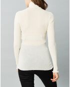 Top col roulé en Laine et Soie ivoire