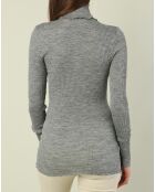 Top col roule laine et soie gris
