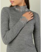 Top col roule laine et soie gris