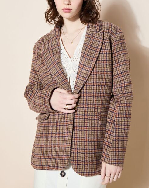 Veste en Laine mélangée Babysham à carreaux beige