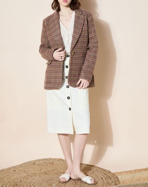 Veste en Laine mélangée Babysham à carreaux beige