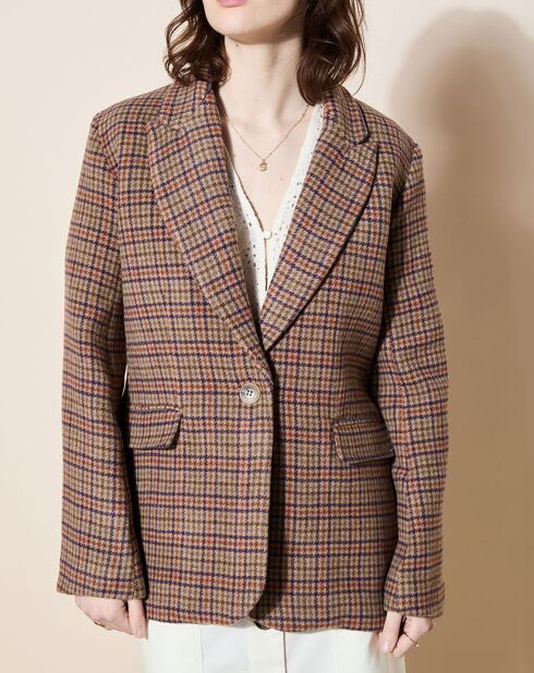 Veste en Laine mélangée Babysham à carreaux beige