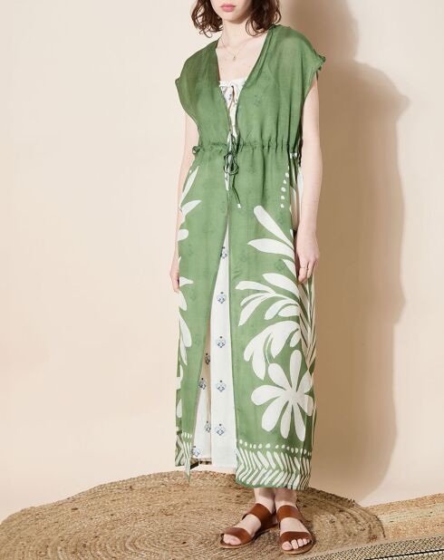 Tunique longue en Lin mélangé Loisir verte