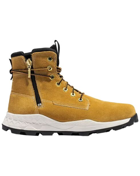 Botas Brooklyn de gamuza con cremallera lateral en color beige