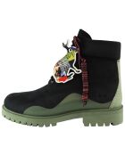 Botas de piel premium impermeables negras/verdes