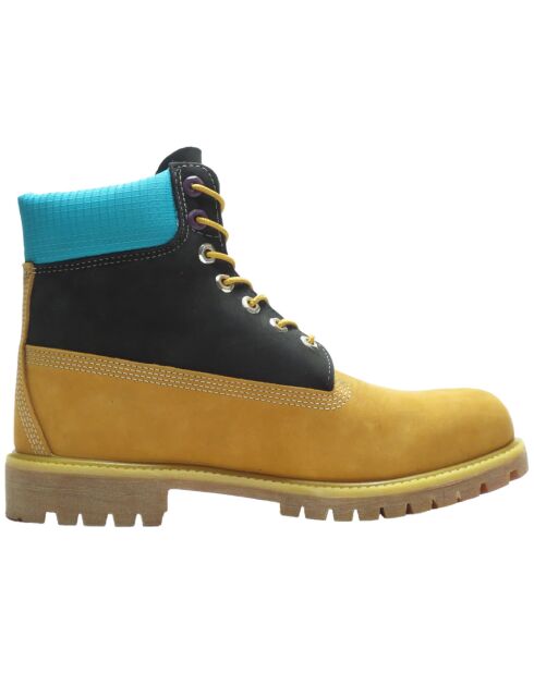 Hochwertige wasserdichte Lederstiefel beige/schwarz/blau