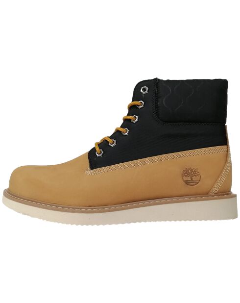 Newmarket II beige/zwarte gewatteerde leren laarzen