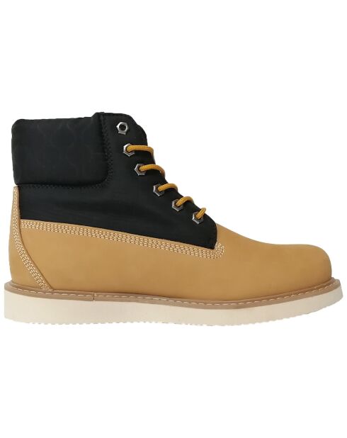 Newmarket II beige/zwarte gewatteerde leren laarzen