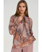 Mehrfarbige Bluse mit Farnmuster Elowen