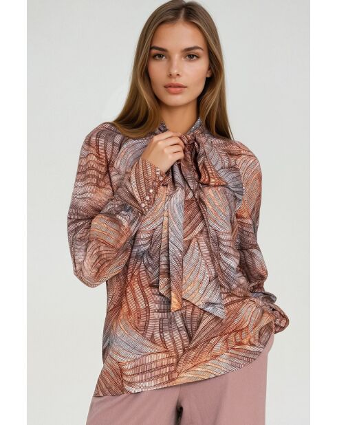Mehrfarbige Bluse mit Farnmuster Elowen